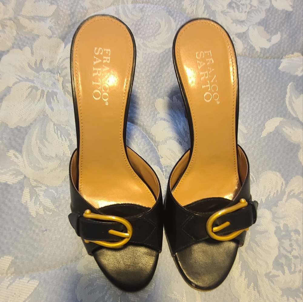 Franco Sarto black leather mules size 7